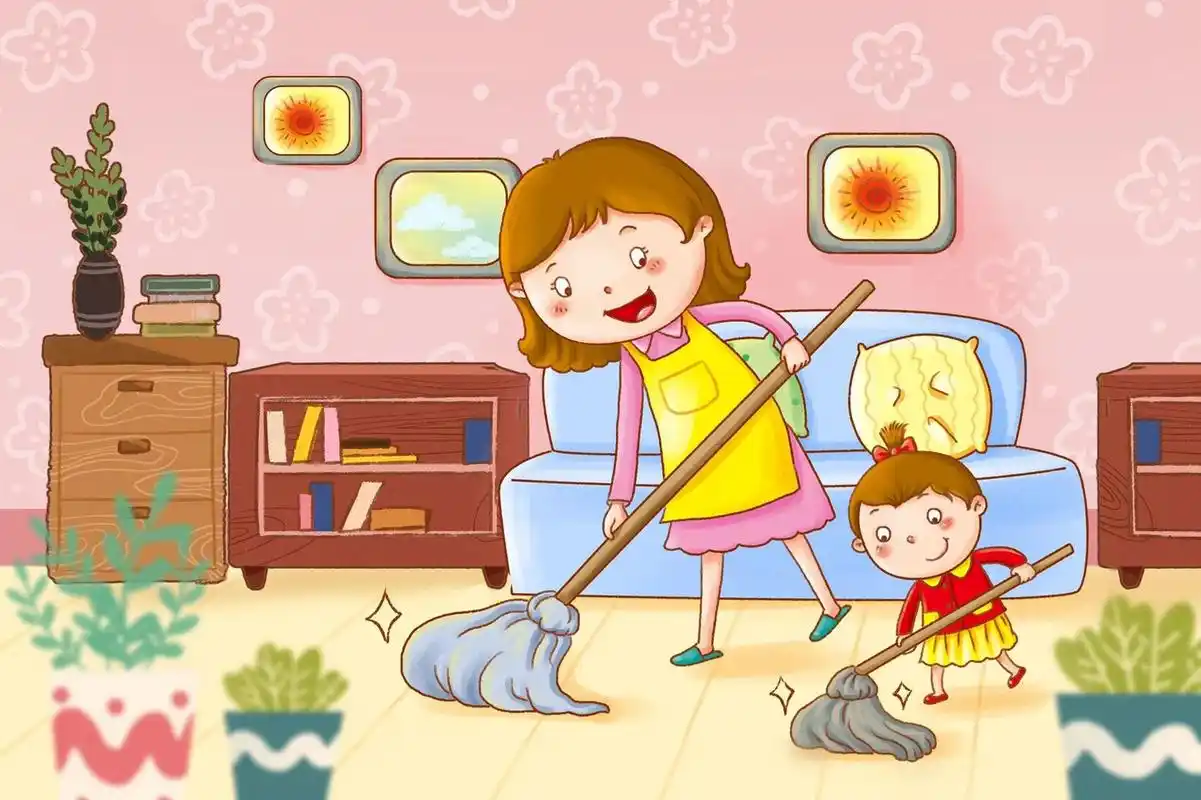 插画|帮妈妈一起来做家务吧 93秋天的枫叶红了,天气也凉爽了!