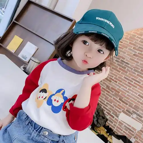 女童2021新款t恤春秋儿童女宝宝秋装1长袖3岁上衣洋气婴儿打底衫2