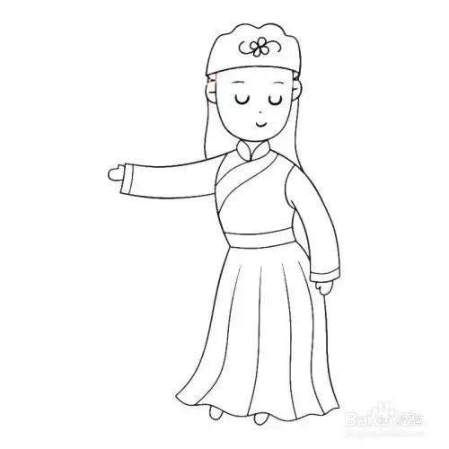 简笔画-如何画q版锡伯族女孩的简笔画