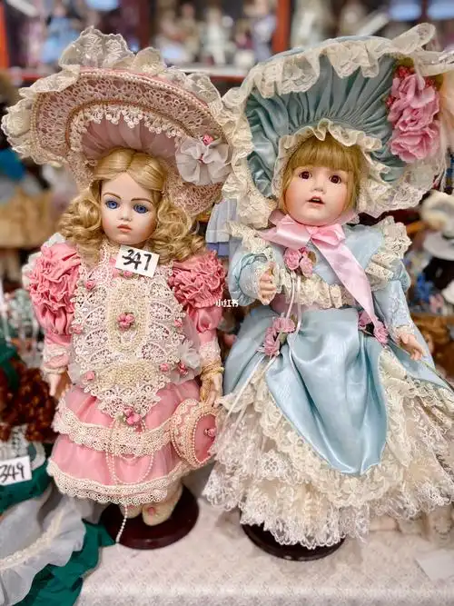 中古古董陶瓷娃娃 洛丽塔裙子 宫廷风