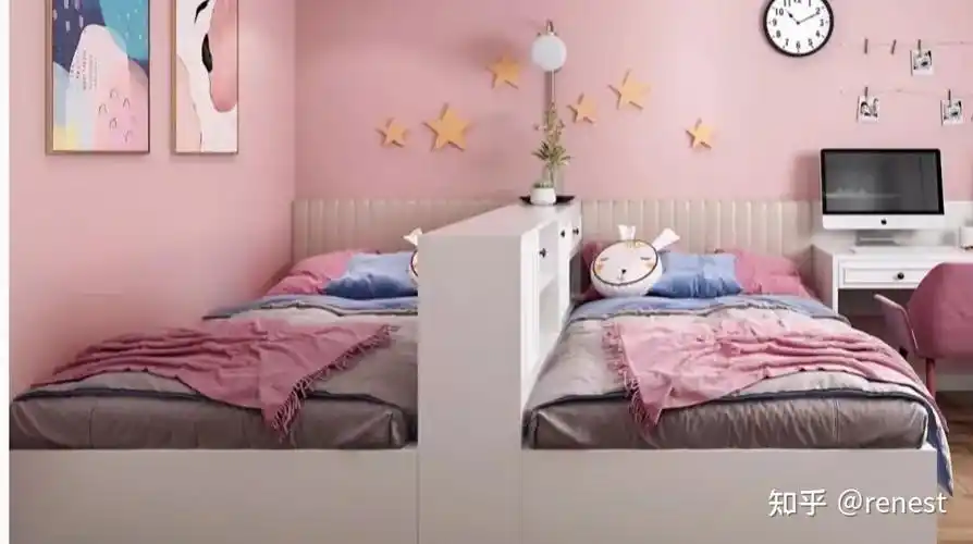 将榻榻米一分为二增加独立性在靠墙一处增加2米左右的学习桌两个孩子