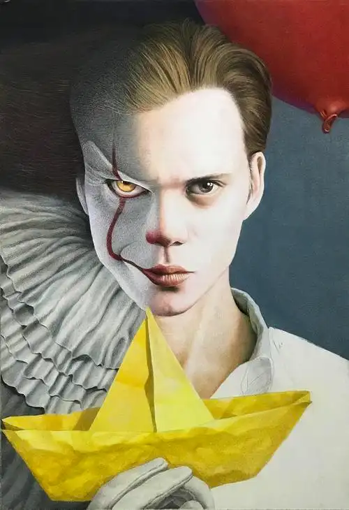 彩铅原创小丑回魂it