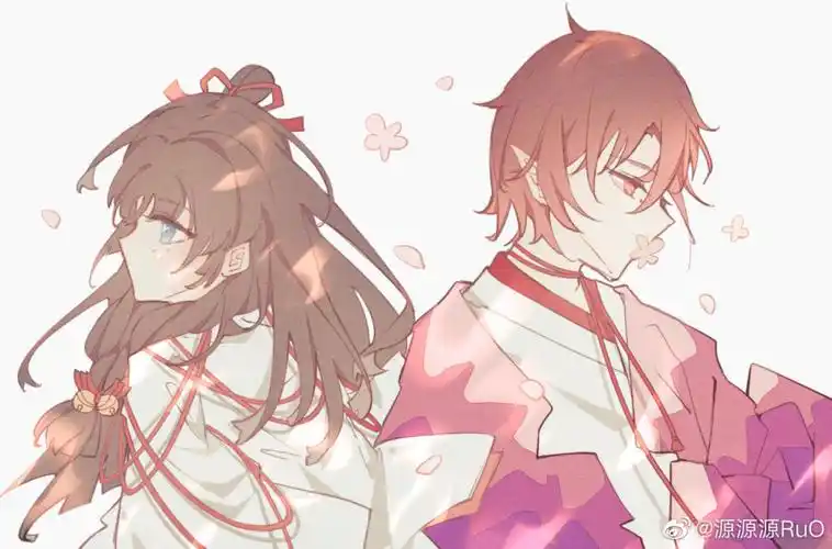 阴阳师鬼童丸&缘结神,鬼神cp,童缘画师微博:源源源ruo