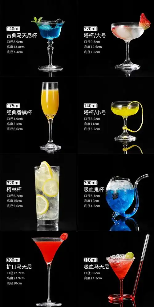 若橙(ruo cheng)创意玻璃鸡尾酒杯酒吧调酒杯子组合套装网红马天尼杯