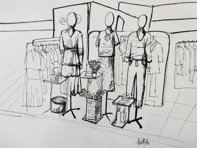 5.26丹尼斯校区学院素描班周日上午《橱窗速写写生》