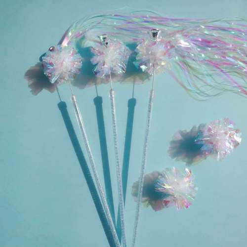 炫彩响纸球带铃铛发声自嗨逗猫棒猫咪玩具流苏耐用可爱仙女逗猫棒