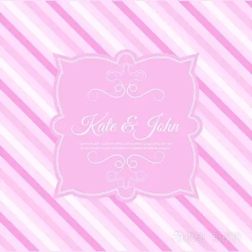 粉红色的线条婚礼邀请卡背景 eps 10 矢量