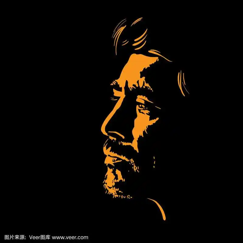 背光对比下的男人肖像剪影