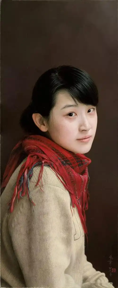 高鸣峰超写实人物作品_油画