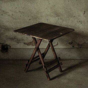 亿莱镁盛做旧折叠实木方桌子摄影背景老旧破桌子复古静物圆餐桌美食