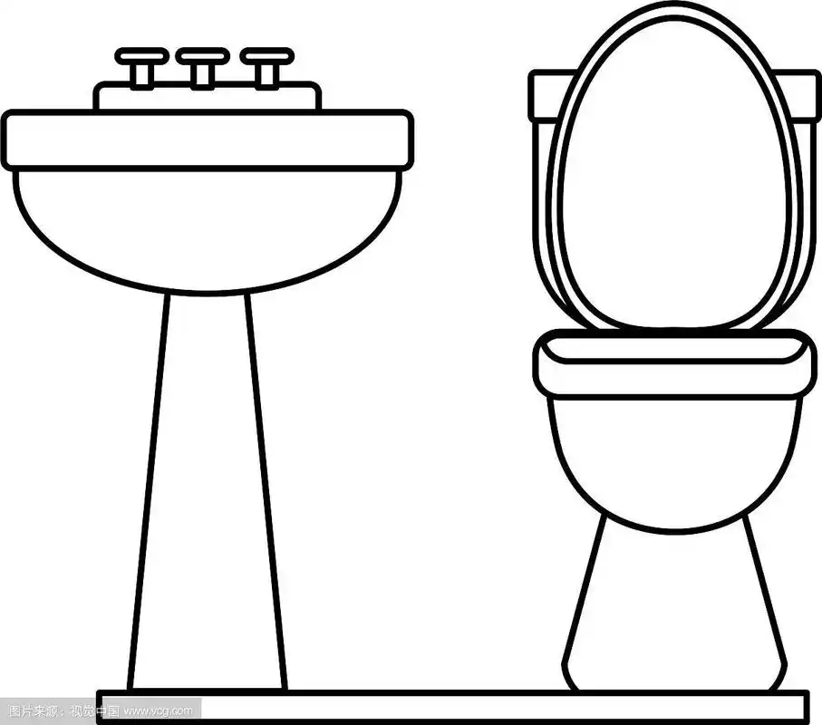 洗手和厕所图标在黑色和卡通