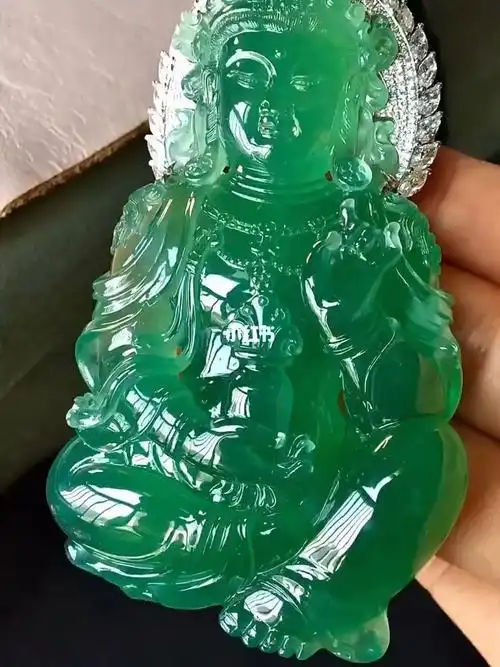 六位数冰晴绿度母张炳光作品饱满无裂