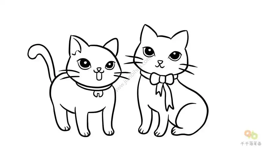 两只猫咪简笔画