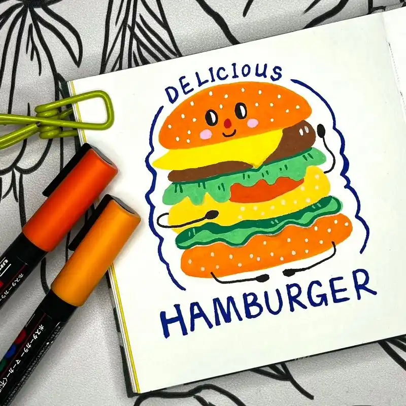 99丙烯马克笔 【27/100】今日画个薯条93汉堡92套餐 - 抖音