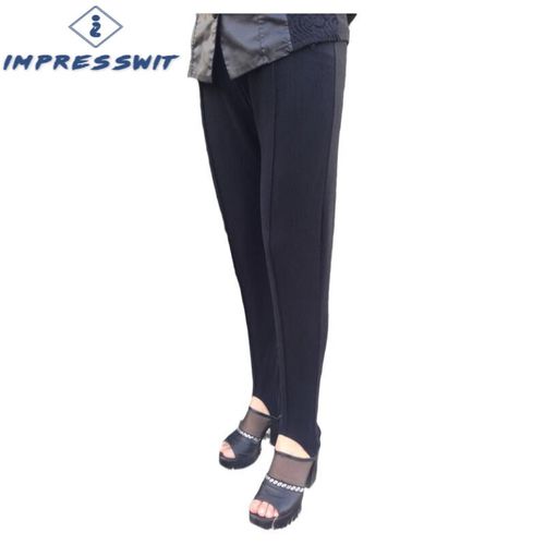 老式脚蹬健美裤八九十年代细条纹裤女士高腰深裆档弹力宽松外穿长裤子