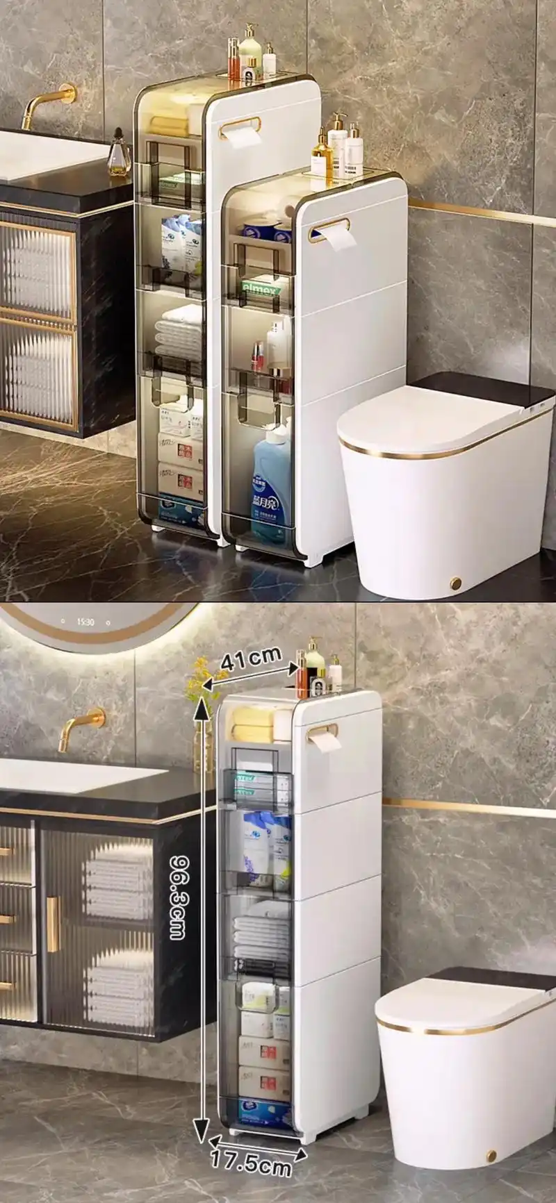卫生间置物架浴室马桶夹缝收纳柜厕所洗手间置物柜落地夹缝储物柜