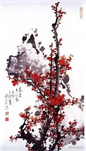 红梅迎春画梅名家王成喜梅花作品欣赏