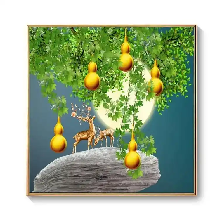 关注 玄关装饰画正方形餐厅五福临门葫芦挂画招财客厅中式风水镇宅