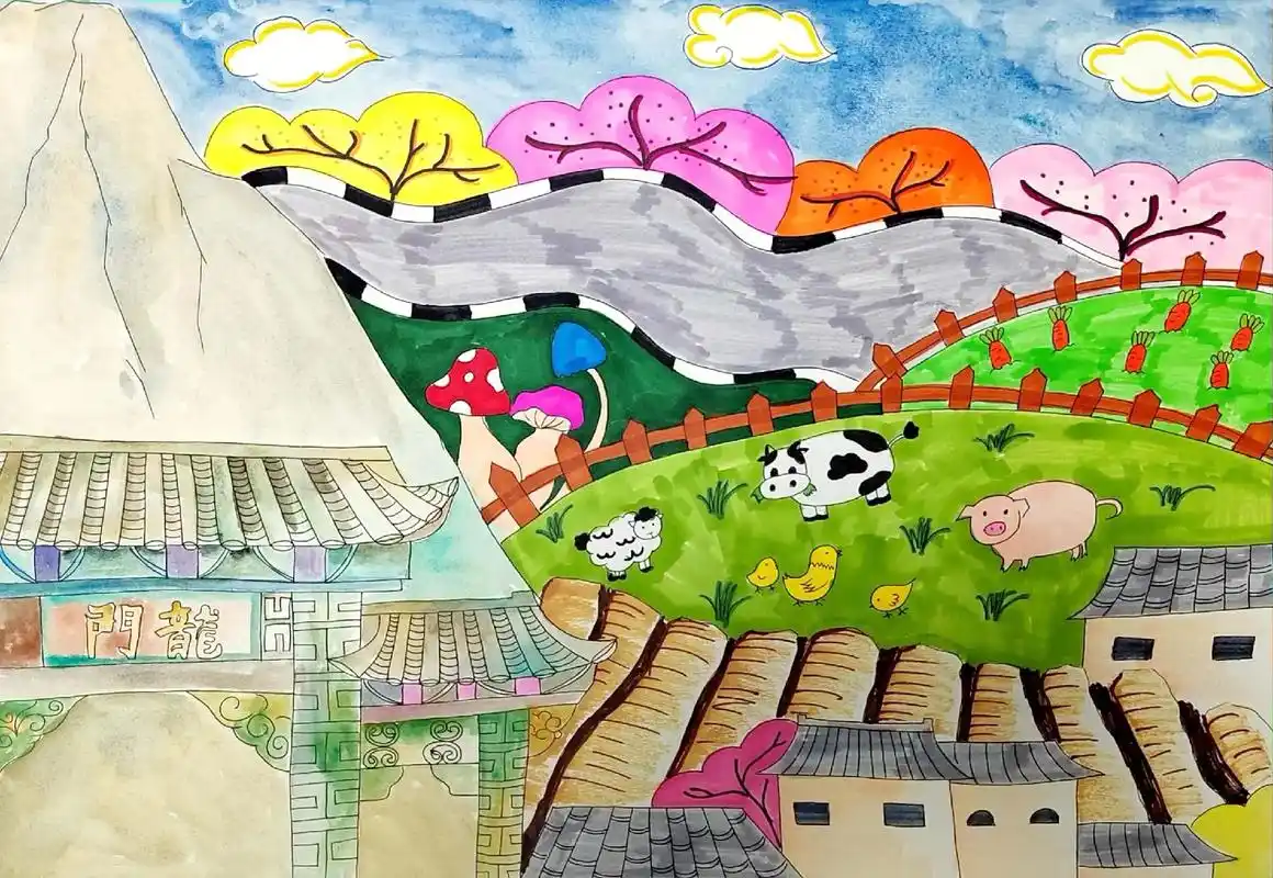 云南美丽乡村绘画.