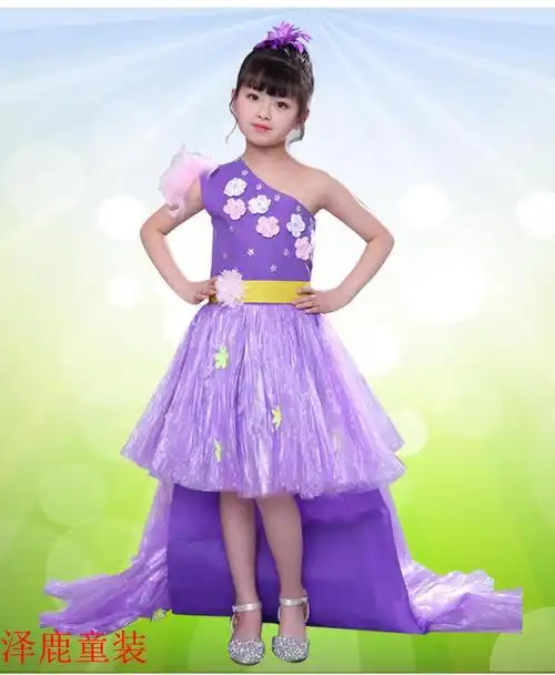 小孩子穿的环保材料服装女童公主裙幼儿园走秀女孩手工子时装秀大人