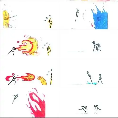 火柴人手翻画大战翻页页书纸上大乱乱斗动画格斗创意