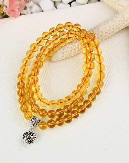 黄水晶三圈手链(国家权威认证)