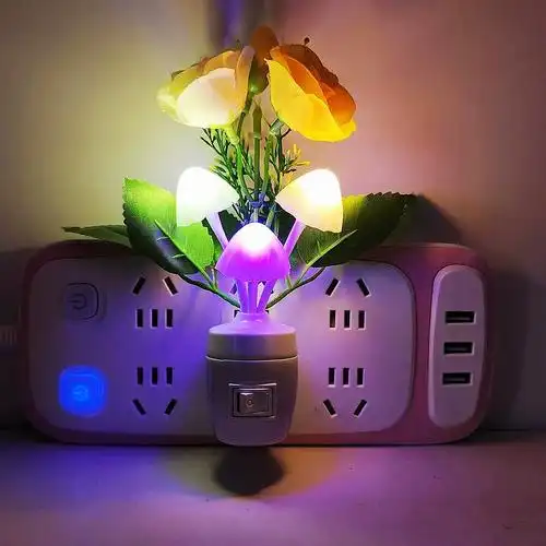 led蘑菇小夜灯创意家居装饰七彩夜光灯儿童房间床头灯卧室睡眠灯