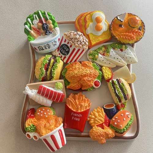 ins汉堡套餐冰箱贴3d立体 个性儿童食玩炸鸡套餐可爱装饰冰箱贴