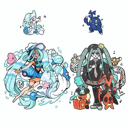 宝可梦的可爱拟人化&沙奈朵变装!    twitter:mamobot_art#宝可梦