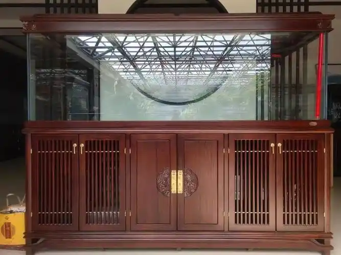 鱼缸新中式玻璃白玻璃缸超锦鲤水族箱龙鱼缸实木榆木桌面缸