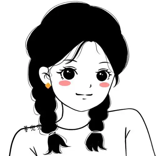 简约黑麻花辫女生头像