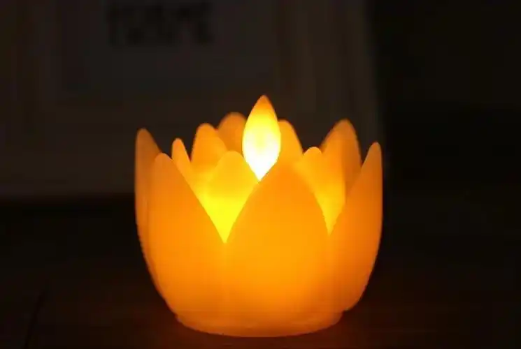 莲花led茶灯蜡烛中国批发高品质无烟花造型led烛台佛教莲花灯祝福