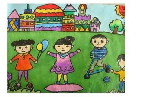 儿童画图画小朋友做游戏的情景简笔画三位小朋友在玩捉迷藏游戏的简笔