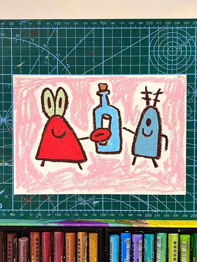 78海绵宝宝78简笔画油画棒临摹手绘.