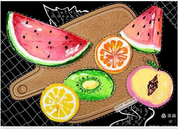 《美味的水果拼盘》主题绘画——汝州市逸夫小学