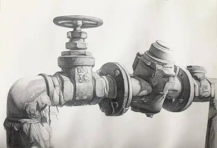 生锈的水管写生