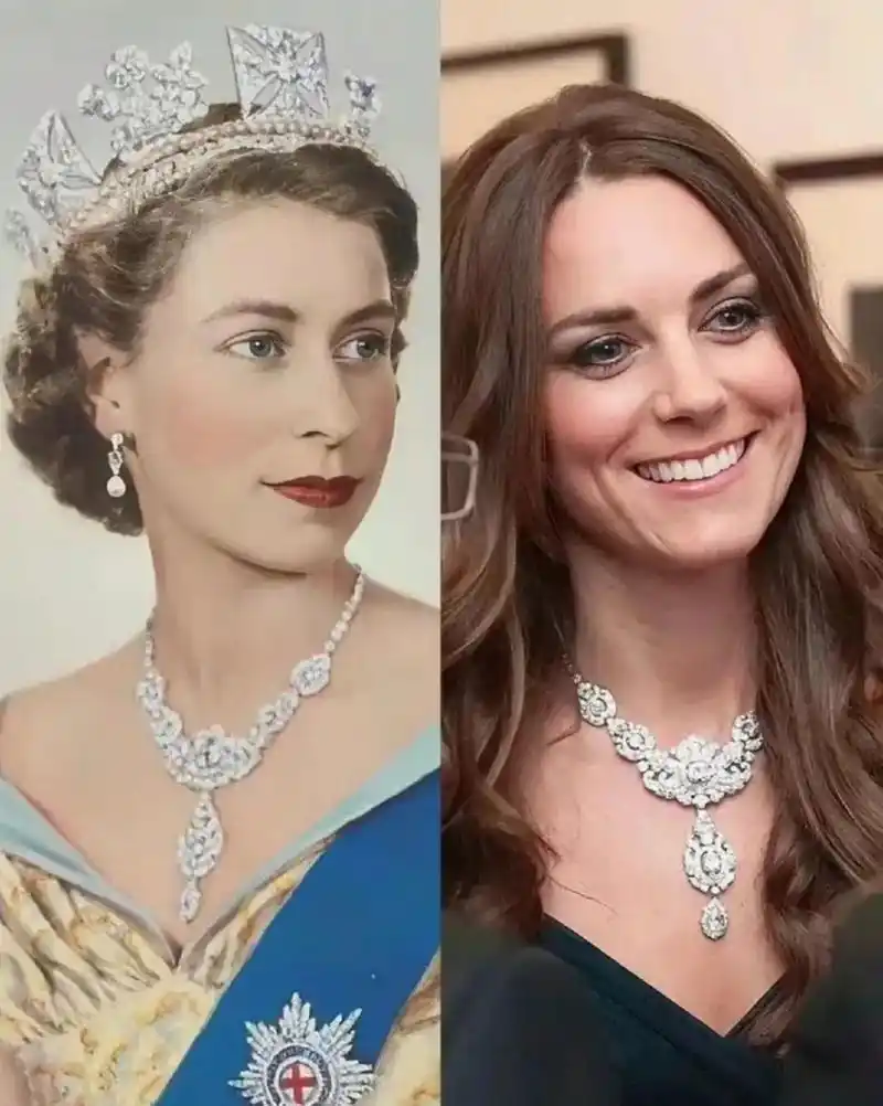 伊丽莎白女王与凯特王妃 英国皇室珠宝的传承做为英国皇室的成员,同款