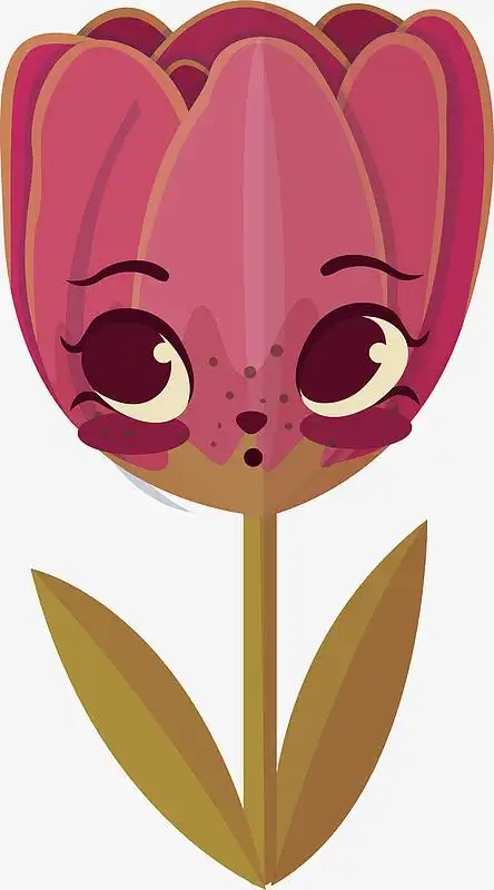 可爱卡通郁金香花朵表情矢量素材