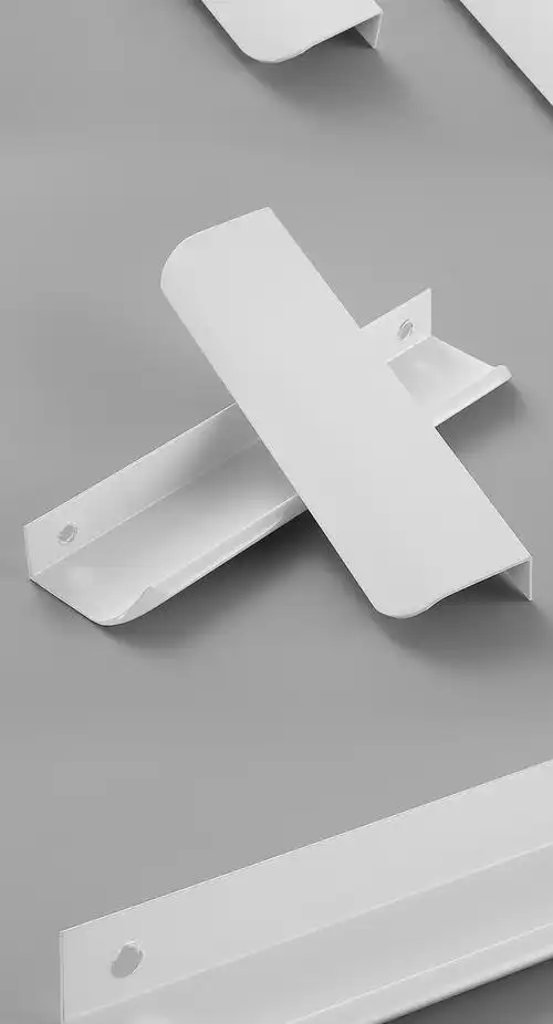 柯甄隐形拉手白色免打孔简约衣柜柜门橱柜暗拉手纯白加长门把手烤漆白