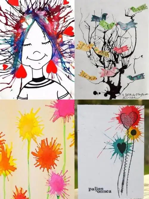 在家早教系列14创意画之吸管吹画3