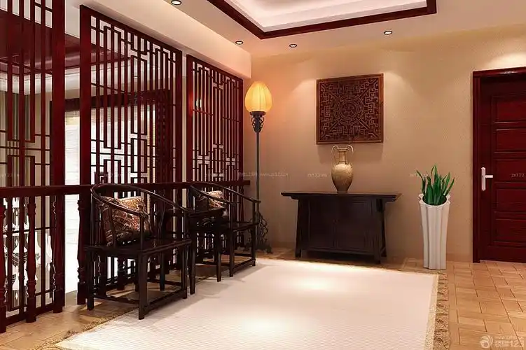 家庭玄关屏风中式屏风隔断装修效果图片