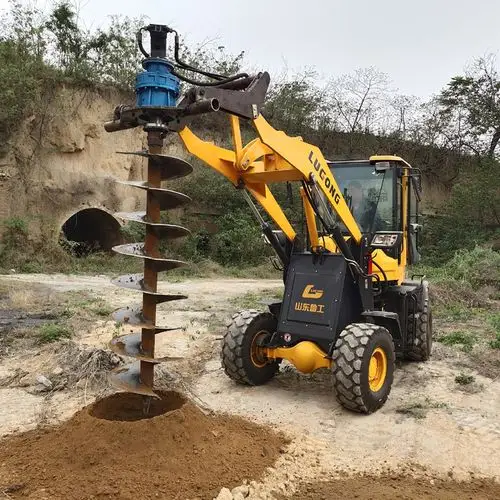 装载机式钻坑机 明茂nk3100小型电线杆挖坑机器 挖掘机改装水泥电杆