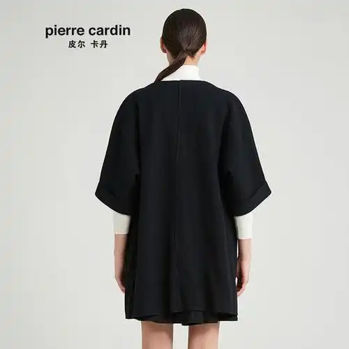 皮尔卡丹女装黑色针织大氅63k046743190