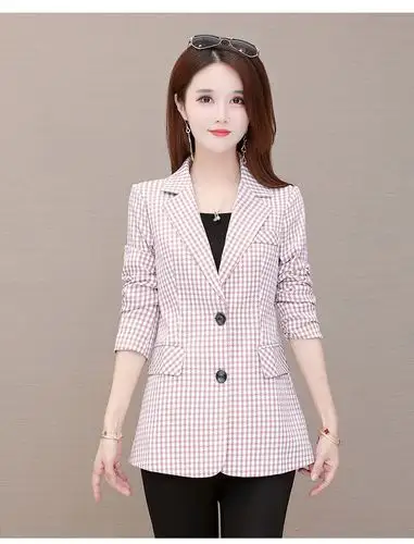 【高品质】【品牌特价】格子小西装外套修身显瘦2020春秋季新款女装
