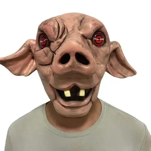 万圣节乳胶头套电锯惊魂9猪头人面具恐惧斗室saw恐怖影视道具mask-阿