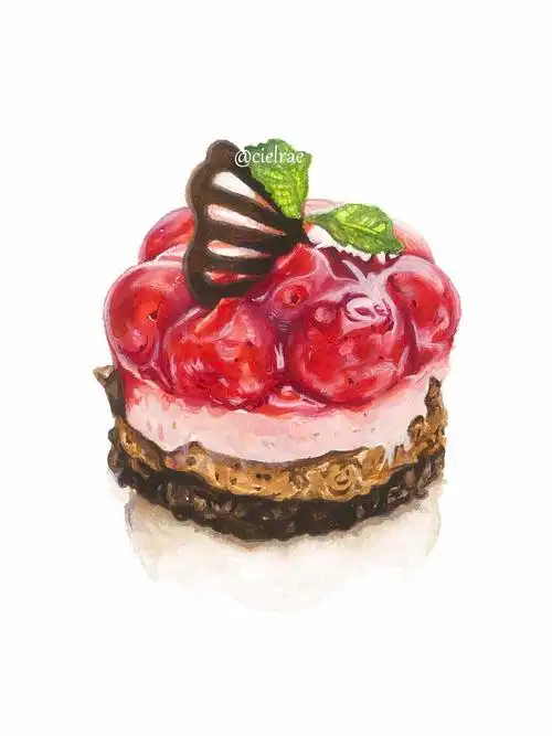 手绘甜品>来一组水果甜品|纯艺术|水彩|苜心_cielrae - 原创作品 -