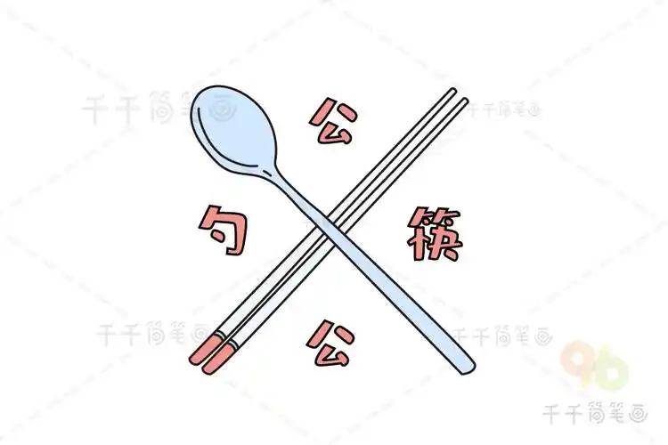公筷公勺简笔画