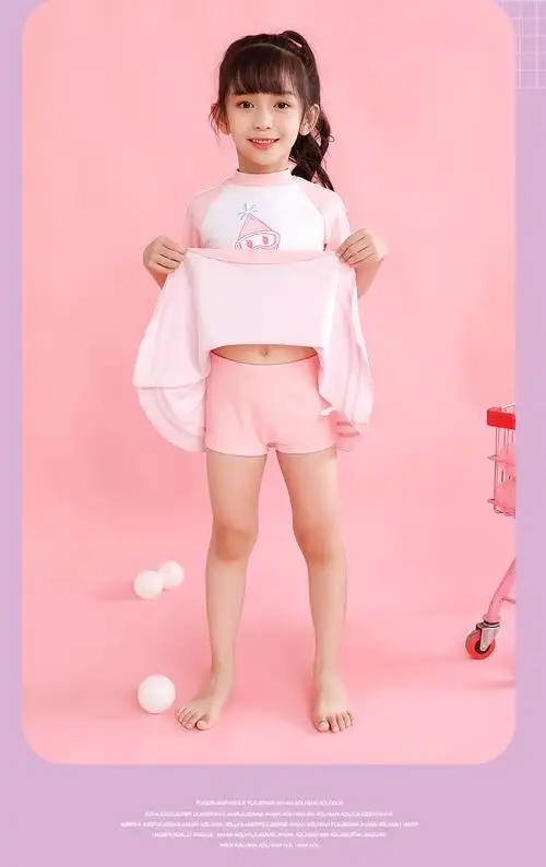 李宁儿童泳衣女女童连体游泳衣泡温泉小童中大童公主女孩泳衣套装 【0