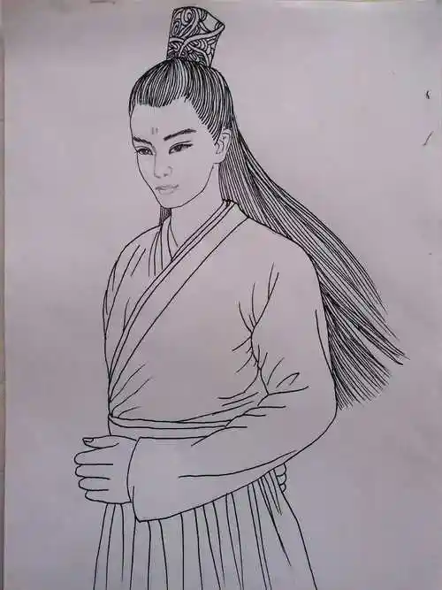 我画的线描白子画,是临摹作品.
