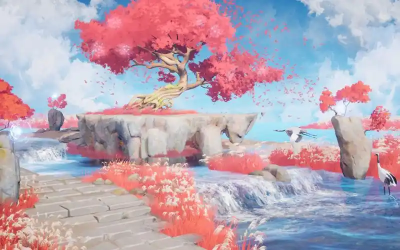 ue4原创风格化粉色梦幻仙界场景